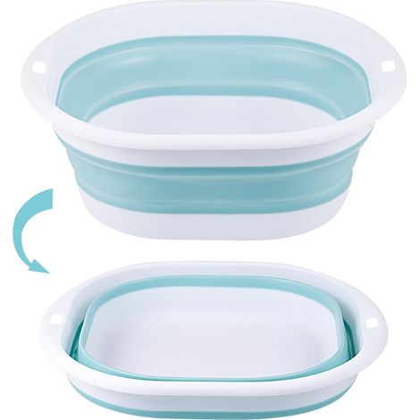 Lavabo pieghevole da 2,7 litri, ciotola portatile pieghevole, ciotola pieghevole per campeggio, cucina, casa (blu)