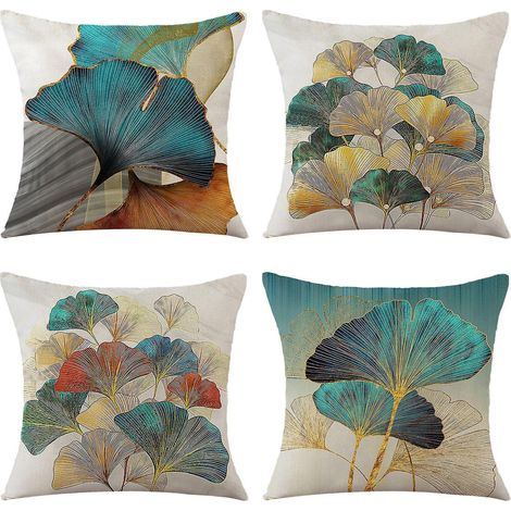 lot De 4 Housse De Coussin, Housse Coussin 45x45 Housses De Coussin Taie D'oreiller Dcoratif Canap Pour Chambre, Canap, Chaise, Lit,jardin (ginkgo (1/5)