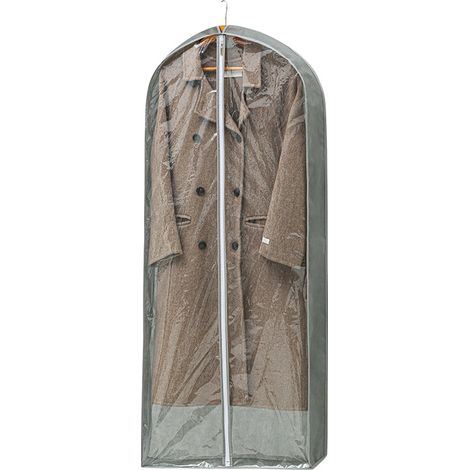 Housses à vêtements grises (lot de 2) Dimensions : 60 x 10 x 130 cm Plastique transparent Housses résistantes à la poussière et à l’humidité (1/4)