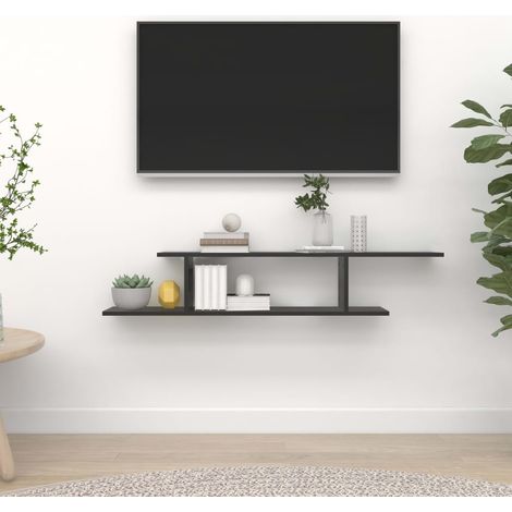 Scaffale TV a Parete Nero 125x18x23 cm Legno Multistrato vidaXL