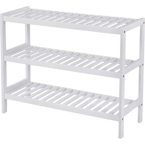 Scarpiera a 3 ripiani in bambù bianco LBS13W (1/5)