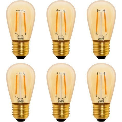 S14 Ampoule LED à Filament Vintage E27, 1W Amber Edison Remplacement 10W Incandescence, Non Dimmable, Blanc Chaud 2200K, AC 220V, Lot de 6 (1/4)