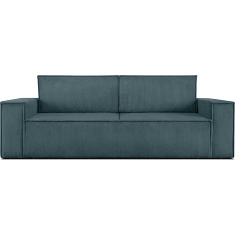 KONSIMO NAPI Sofa 3 Sitzer, mit Schlaffunktion, in Pet Friendly Cord-Stoff, Blau (1/5)