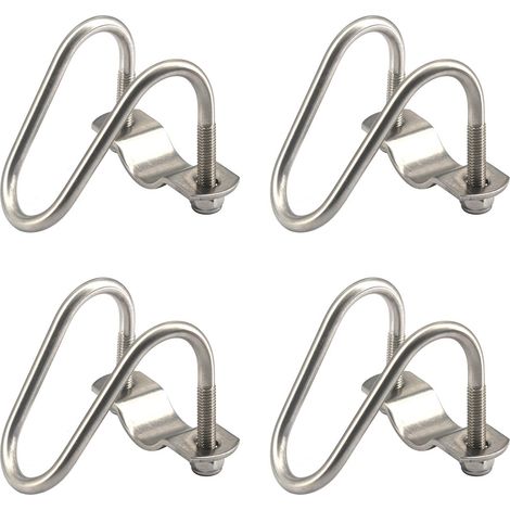 (4 pièces) M6 x 20 x 32 mm - Boucle de tube en acier inoxydable 305 - Connecteur croisé en forme de U - Pour ferme, serre, clôture, tube maximum (1/5)