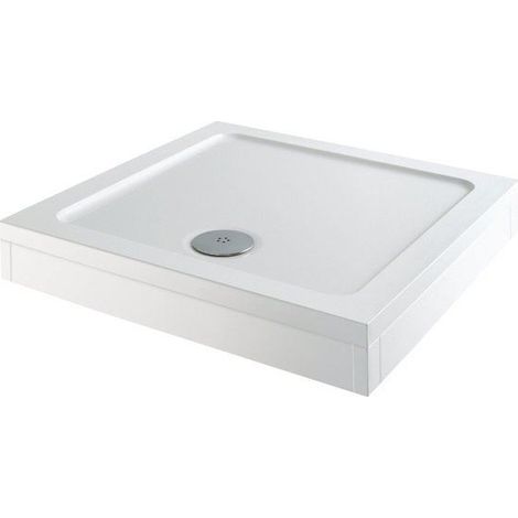 Modern Square Shower Tray 800 x 800mm Easy Plumb Slimline Lightweight White (1/2)