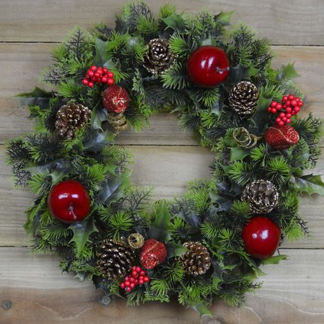 Premier 45cm Indoor / Outdoor Christmas Wreath Decoration - Red & Green (1/5)