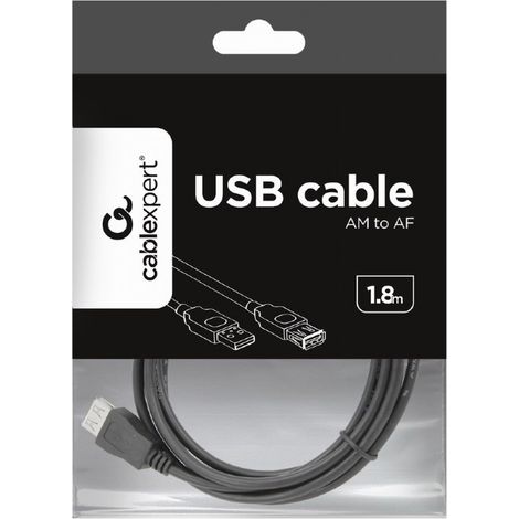 Cablexpert USB-Verlängerungskabel Stecker 4-poliger USB-A-Stecker Buchse Schwarz 4-poliger USB-A-Stecker 1,8 m (1/5)