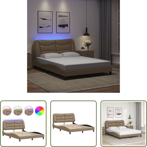 LED-Leuchten - Bettgestell mit LED ohne Matratze "Hvar" Cappuccino-Braun 140x200 cm (1/5)