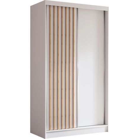 AX LIVING Cabinio Kleiderschrank 120cm breit Schiebetüren Weiß/Artisan