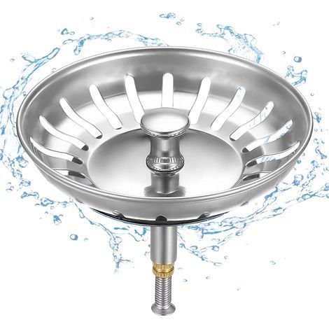 80 mm Bouchon Evier Cuisine - Filtre Evier Cuisine en Acier Inoxydable Réglable en Hauteur - Panier pour Bonde Evier Cuisine avec Fonctionnement Excentrique et Pop-up pour éviers de Cuisine (1/5)