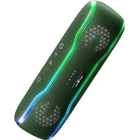 Enceinte portable d'extérieur (verte) étanche IPX7 avec éclairage stéréo (1/5)