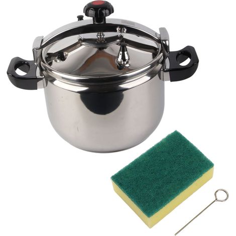 Cocotte minute en acier inoxydable anti-explosion double fond 22L 36cm pour cuisinières à gaz et induction, style brillant. (1/5)