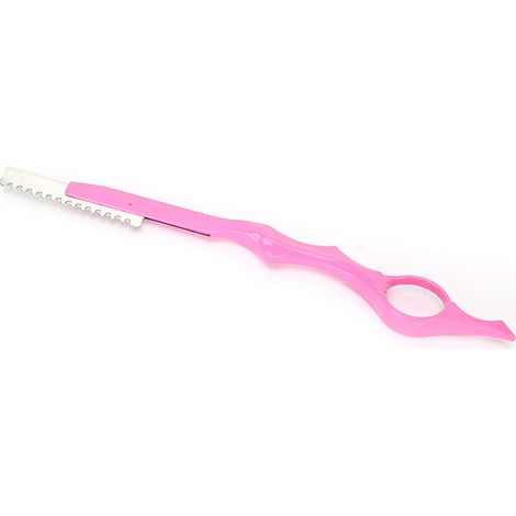 Couteau à effiler les cheveux en acier inoxydable pour frange, outil de coiffure portable rose (1/5)