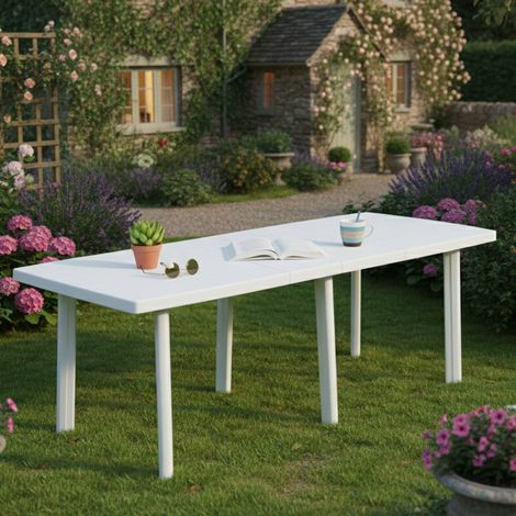Dmora - Tavolo da esterno 0, Tavolo rettangolare allungabile da pranzo, Tavolo da giardino multiuso, 100% Made in Italy, Cm 144x90h72, Bianco