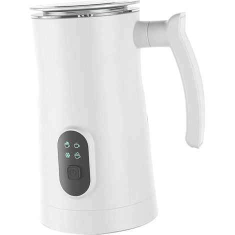 Espumador de leche eléctrico, acero inoxidable 304, 400 W, 4 funciones, capacidad de 350 ml, funcionamiento silencioso (49 dB), capacidad de 100–160 ml (1/4)