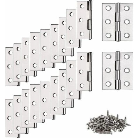 royaluxe- Charnières, Charnière en Acier Inoxydable, 20 Pcs Charnière de Meubles Charnière de Porte Charnière de Piano pour Meubles de Maison Quincaillerie Armoire Tiroir Garde de Porte (avec 120 Pcs (1/5)