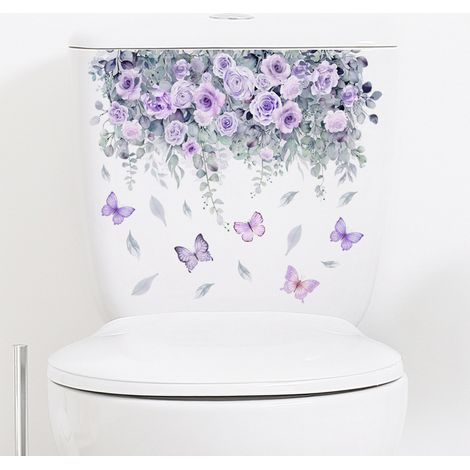 Autocollants pour abattant de toilettes, adaptés à la décoration du réservoir de salle de bain, avec des motifs de plantes (1/5)