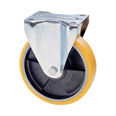 RUOTA A FORCELLA SU PIASTRA 22A AVO  A/ZINCR/POL.GIAL D/GHISA D.MM 125X25 P.MM 100X85