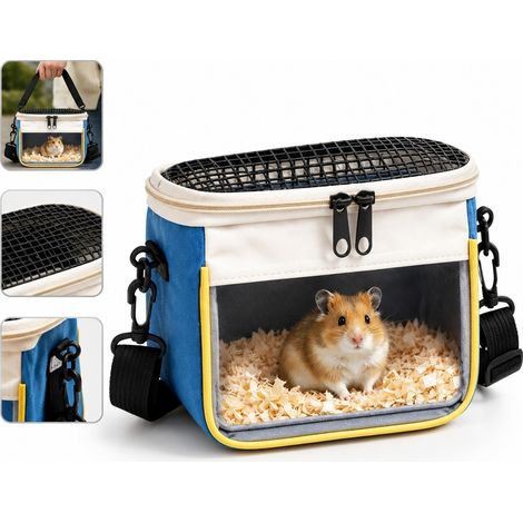 Sac de transport pour rongeur et hamster, ventilé et respirant, en PVC résistant, couleur vert, dimensions 15 x 11 x 15 cm, poignée pratique, idéal pour les déplacements et les visites vétérinaires (1/4)