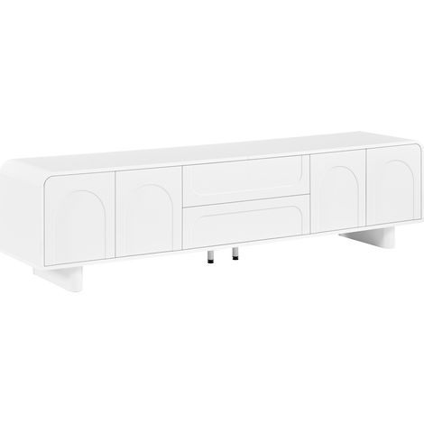 Mobile TV moderno bianco 180 x 40 x 46 cm in MDF e pannello truciolare con ante e cassetti (1/5)
