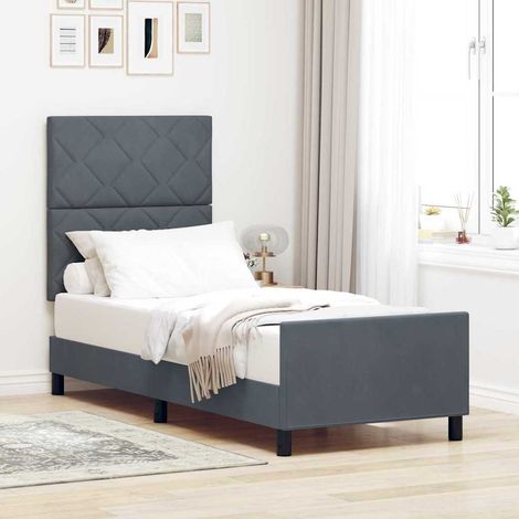 Cama tipo Box Spring Gris oscuro 80 x 200 cm Terciopelo (1/5)