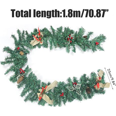 Guirlande de Noël lumineuse LED de 1,8 m en rotin, décoration de Noël illuminée pour la maison et les fêtes.