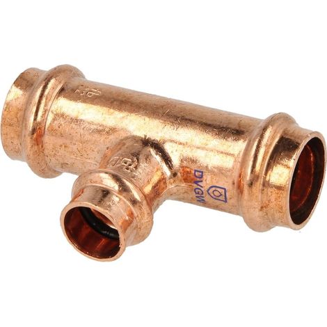 Raccord à sertir cuivre té réduit 22 x 15 x 22 mm contour V