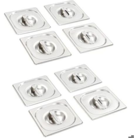 Couvercles pour bacs gastronomes GN 1/6 en acier inoxydable - Lot de 8 (1/5)