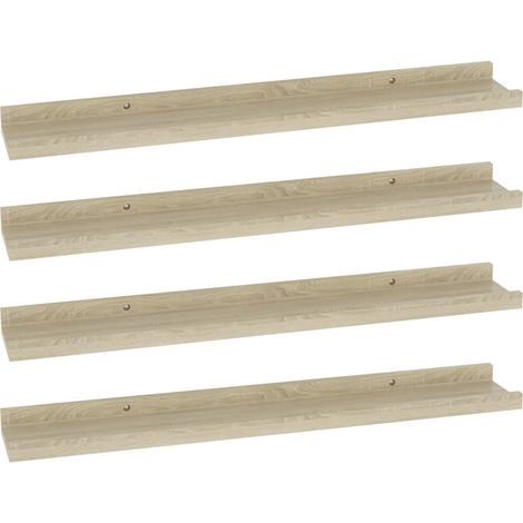 vidaXL Mensole da Parete 4 pz Rovere Sonoma 60x9x3 cm