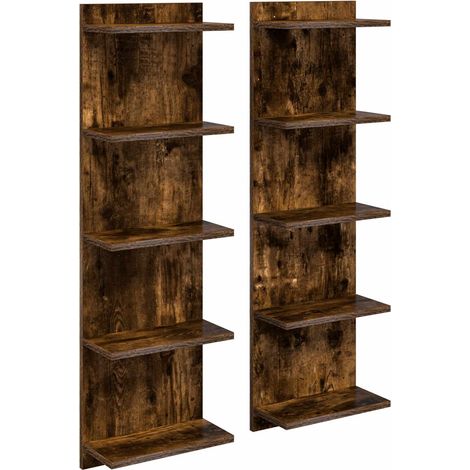 Estante de pared 2 uds. Roble Ahumado 30 x 15 x 100 cm vidaXL