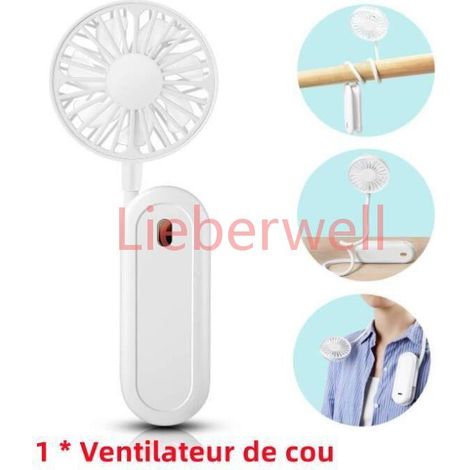 Ventilateur de cou,mini ventilateur de nuque à rotation libre,ventilateur pliable avec rechargeable,pour multicolore BRULEUR (1/4)