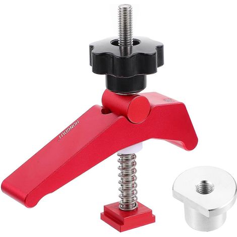 1 pince de serrage en alliage d'aluminium, pince pratique pour rail en T pour le travail du bois (rouge)