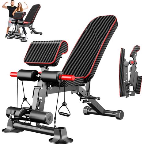 Banco de pesas ajustable, construcción robusta, gimnasio doméstico versátil, negro. (1/2)