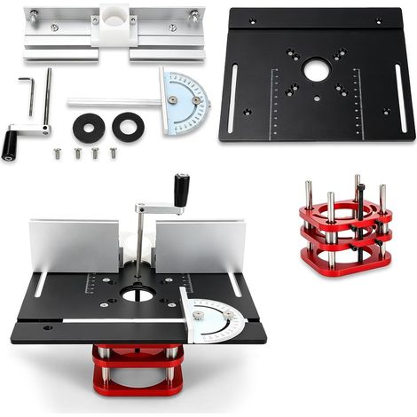 Routing table with elevation, router table for router, insert plates for routing table, maximum lift 51 mm, router for grooving, shoulder, chamfering and (1/5)