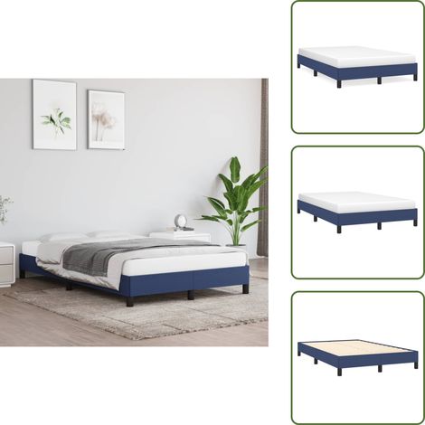 Cama de tela - vidaXL Estructura de cama sin colchón tela azul 120x200 cm - Cama de madera