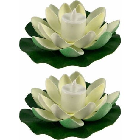 Bougie LED Flottante - Fleur de Lotus - Activation Automatique à l'Eau - Diamètre 15 cm - Pour Piscine Jardin Mariage - 2 Pièces
