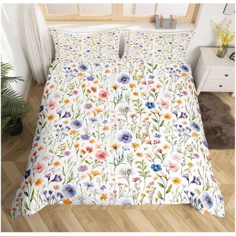 Floral coloré Literie Set Enfants Fleur botanique Parure de Lit garçons Filles Fleurs Housse de Couette 240x260cm Plantes - 415 (1/4)