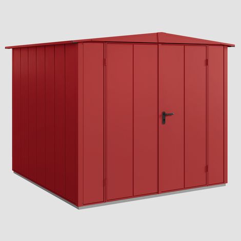 Hörmann Ecostar Metall-Gerätehaus Elegant mit Satteldach Typ 2, 238 x 238 cm, purpurrot, 5,7 m², 2-flüglige Tür