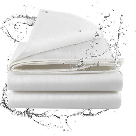 Bâche de Protection imperméable, 100 g, 4.6 x 4.6M Couverture de Protection Polyvalente, résistante à la déchirure et à la décoloration, résistante aux UV, avec Bords renforcés, pour Camping (1/5)