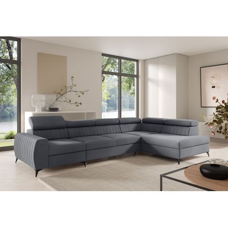 Ecksofa Schlafsofa Sofa TORONTO XL Stoff Element Grau Ottomane Rechts (1/4)