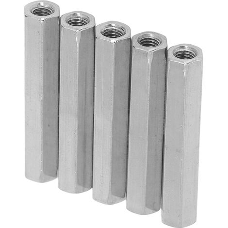 Lot de 5 écrous hexagonaux de raccordement M8x1,25, longueur 75 mm, en acier inoxydable 304, pour boulons, goujons et vis à métaux. (1/5)