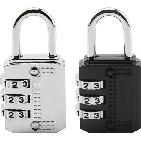 Lot de 2 cadenas à combinaison 3 chiffres - Pour salle sport Résistant aux intempéries casier, armoire, armoire (1/5)