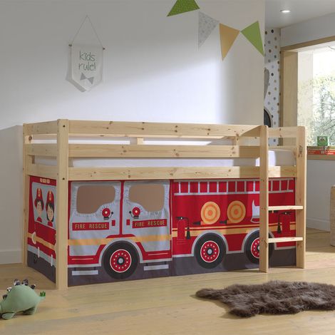 Vipack Pino Legno 90x200 Letto a mezza altezza con rete e rivestimento (1/5)