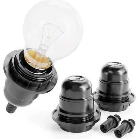 Douille E27 en Plastique Noir 250V 60W pour Lampe de Chevet (1/5)