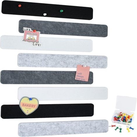 Tablero de fieltro para anuncios,Parte posterior autoadhesiva,Incluye 40 chinchetas,Paquete de 8,Decoración de pared para oficina/cocina (1/5)