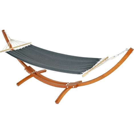 Amaca con struttura in legno HHG-660 regolabile 320cm marrone telo grigio