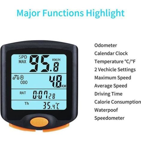 Compteur de vitesse et compteur kilométrique sans fil pour ordinateur de vélo sans fil étanche avec rétro-éclairage