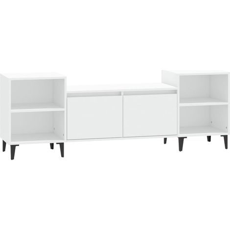 Mueble TV multimedia estantería para televisión buffet para televisión comedor salón dormitorio 160 x 35 x 55 cm madera contrachapada blanco 020026057