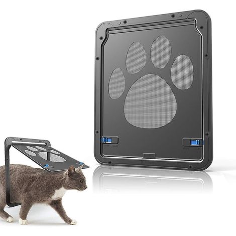 Porte pour chat et chien avec verrou, panneau coulissant facile à installer, anti-moustiques et insectes, liberté contrôlée (1/5)