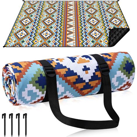Couverture de Pique-Nique Boho, 150 x 200 cm Tapis de Pique-Nique Imperméable Lavable, Tapis de Picnic sans Sable, Pliable Portable Couverture de Plage pour Camping, BBQ, Jardin, Voyage (1/5)